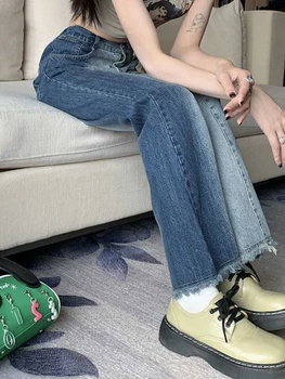 Džinsai Moterims Atsitiktinis Chic Streetwear Flare Kelnės Visas rungtynes korėjos Stiliaus Mados Aukštos Juosmens Balinti Paprasta pilnametražis Pavasario