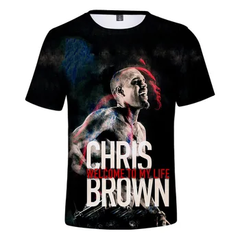 Sunny Chris Brown 3D Print T Shirt Moterims, Vyrų Vasaros Mados O-kaklo trumpomis Rankovėmis Juokinga Marškinėlius Hipster Grafinis Tees Streetwear