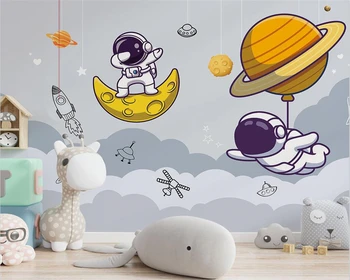beibehang Pritaikytas modernus naujas trimatę erdvę astronautas raketų vaikų kambario fone de papel parede tapetai