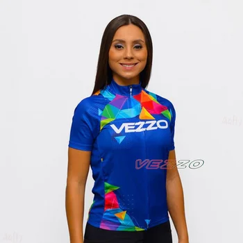 Naujas 2023 VEZZ0 Dviračių Komanda Jersey Dviratį trumpomis Rankovėmis Viršūnes Ropa Ciclismo Moterų MTB Vasaros Dviračių Maillot Drabužiai