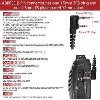ABBREE Originalus 2-Pin Oro Akustinis Vamzdis Nuimamas Ausinės 3,5 mm Ausinės Už Baofeng BF-888S UV5R UV-82 Walkie Talkie